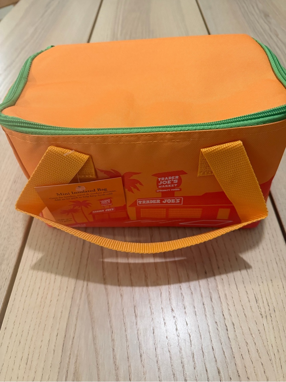 Trader Joe's Orange Crush Mini Insulated Cooler Tote Bag with Green Trim